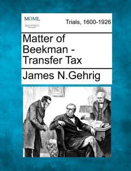 Paperback Matter of Beekman - Transfer Tax Book
