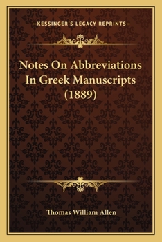 Paperback Notes On Abbreviations In Greek Manuscripts (1889) Book