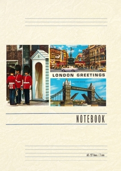 Paperback Vintage Lined Notebook London Greetings, Views, London, England Book