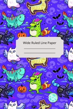 Zombie Animal Theme Wide Ruled Line Paper