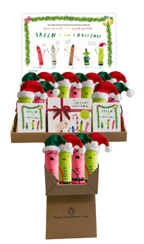 Hardcover Green Is for Christmas/Crayons Christmas 2022 16-Copy Floor Display with Riser and 16-PWP Plush Book