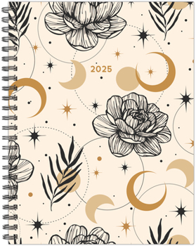 Spiral-bound Moon and Flora 2025 6.5 X 8.5 Softcover Weekly Planner Book