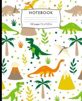 Paperback Notebook: Dinosaur lover pattern Composition Notebook with Cursive Paper. 100 pages Cursive Paper Book 7.5 x 9.25 inches for pra Book