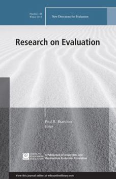 Paperback Research on Evaluation: New Directions for Evaluation, Number 148 Book
