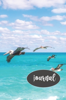 Flying Pelican Journal: 100-page blank lined journal featuring a flying pelican
