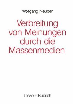 Paperback Verbreitung Von Meinungen Durch Die Massenmedien [German] Book