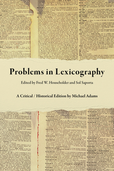 Paperback Problems in Lexicography: A Critical / Historical Edition Book