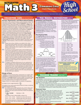 Wall Chart Math 3 Common Core 11th Grade: Integrated Book