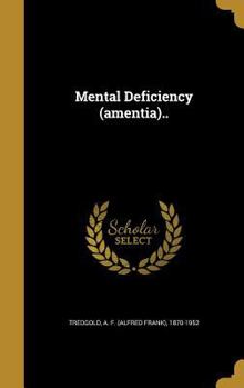 Hardcover Mental Deficiency (amentia).. Book