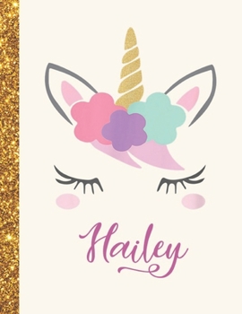 Hailey: Hailey Unicorn Personalized Black Paper SketchBook for Girls and Kids to Drawing and Sketching Doodle Taking Note Marble Size 8.5 x 11