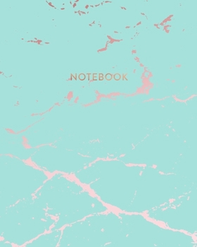Notebook: Beautiful Blue Marble and Rose Gold | 8 x 10, 100 College Ruled Pages | Gift for Women and Teen Girls