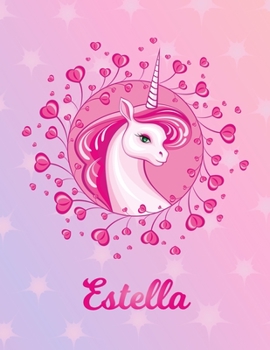 Paperback Estella: Estella Magical Unicorn Horse Large Blank Pre-K Primary Draw & Write Storybook Paper - Personalized Letter E Initial C Book