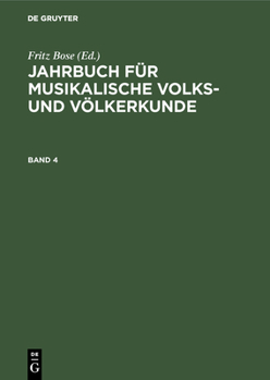 Hardcover Jahrbuch Für Musikalische Volks- Und Völkerkunde. Band 4: [Hauptbd.] [German] Book
