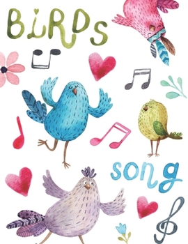 Birds song: Cuaderno de Música con 8 Pentagramas Por Página, Muy Fácil Para Escribir Notas | Libreta Notación Musical | Tamaño A4 | 120 páginas | Para escuela y práctica individual (Spanish Edition)