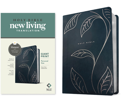 Imitation Leather NLT Personal Size Giant Print Bible, Filament Enabled (Leatherlike, Navy Vines, Red Letter) [Large Print] Book