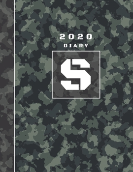 Paperback Personalised 2020 Diary Week To View Planner: A4 Letter S Block Green And Black Camo Camouflage Organiser And Planner For The Year Ahead, School, Busi Book