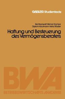 Paperback Haftung Und Besteuerung Des Vermögensberaters [German] Book