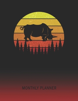 Monthly Planner: Rhino | 2 Year Planning for Jan 2020 to Dec 2021 | Retro Vintage Sunset Cover | January 20 - December 21 | Planning Organizer Writing ... | Plan Days, Set Goals & Get Stuff Done