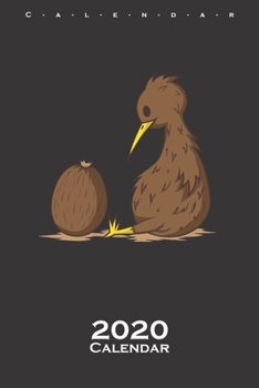 Kiwi bird looking wondered on a Kiwi fruit Calendar 2020: Annual Calendar for animal friends, who love the flightless kiwi bird from New Zealand