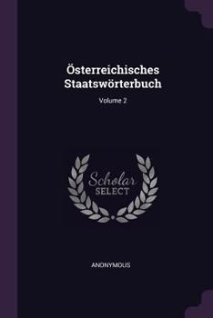 Paperback Österreichisches Staatswörterbuch; Volume 2 Book