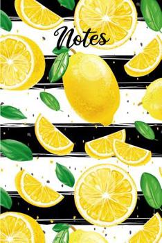 Paperback Notes: Lemons Pattern and Black and White Striped Notebook Book