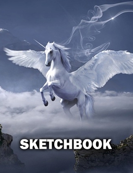 Paperback Sketchbook: White Unicorn Cover Design - White Paper - 120 Blank Unlined Pages - 8.5" X 11" - Matte Finished Soft Cover Book