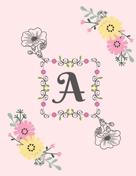 A: Monogram Initial T Notebook for Women, Girls and School, Pink Floral 8.5 x 11