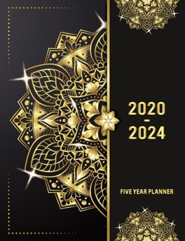 5 Year Planner 2020 - 2024: Golden Lotus 5 Year Planner Calendar Book 2020-2024 Size 8.5 x 11 Inch