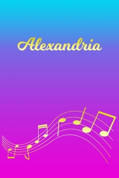 Alexandria: Sheet Music Note Manuscript Notebook Paper | Pink Blue Gold  Personalized Letter A Initial Custom First Name Cover | Musician Composer ... Notepad Notation Guide | Compose Write Songs
