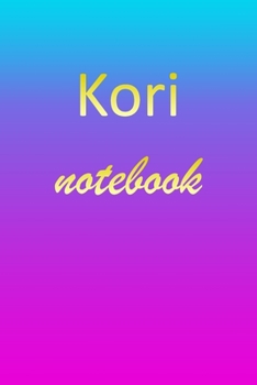 Kori: Blank Notebook | Wide Ruled Lined Paper Notepad | Writing Pad Practice Journal | Custom Personalized First Name Initial K Blue Purple Gold  | ... Homeschool & University Organizer Daybook