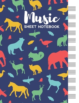 Paperback Music Sheet Notebook: Blank Staff Manuscript Paper with Unique Animals Themed Cover Book