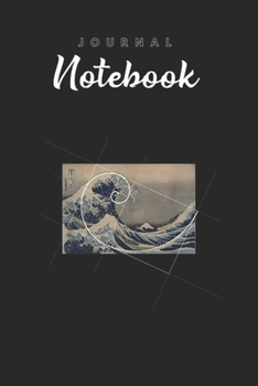 Journal Notebook: Hokusai Meets Fibonacci Spitural Blank Pages Rule Lined Journal Notebook with Black Cover Size 6in x 9in  x120 Pages for Kids or Men and Women to Write in