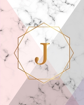 J: Initial Gift Luxury Marble Glossy Pink Purple Faux Gold Print Notebook (Initial Marble Notebooks)