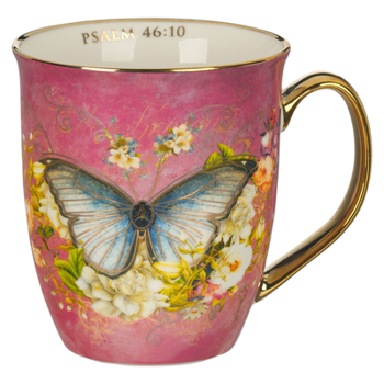 Misc. Christian Art Gifts Large Ceramic Novelty Scripture Coffee & Tea Mug for Women: Be Still - Psalm 46:10 Inspirational Bible Verse, Floral Butterfly, Pi Book