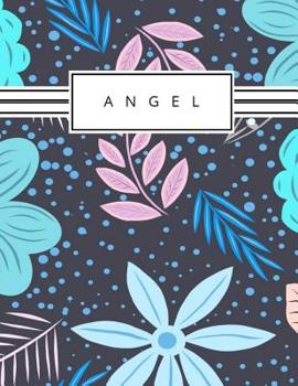 Paperback Angel: Personalized blue flower sketchbook with name: 120 Pages Book