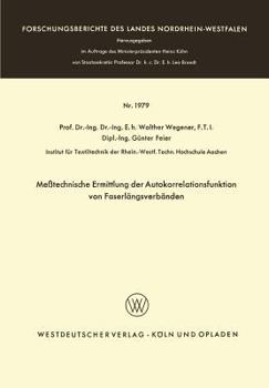 Paperback Meßtechnische Ermittlung Der Autokorrelationsfunktion Von Faserlängsverbänden [German] Book
