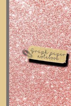 Graph paper notebook: Small sparkle glitter school or academic graph notebook for girls and women - Pink glitter