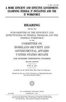 A more efficient and effective government : examining federal IT initiatives and the IT workforce