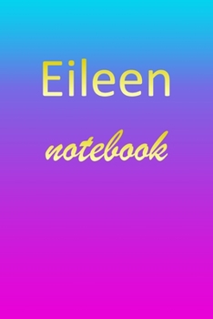 Eileen: Blank Notebook | Wide Ruled Lined Paper Notepad | Writing Pad Practice Journal | Custom Personalized First Name Initial E Blue Purple Gold  | ... Homeschool & University Organizer Daybook
