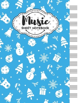 Paperback Music Sheet Notebook: Blank Staff Manuscript Paper with Merry Christmas Themed Cover Design Book