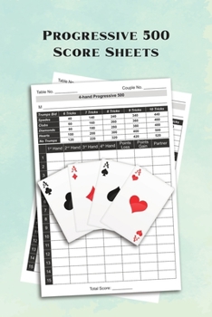 Progressive 500 Score Sheets: A pad of scoresheets for Progressive Five Hundred: Perfect for scorekeeping: Watercolor blue cover