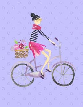 Paris Girl on Bike Notebook - 5x5 Quad Ruled : 8. 5 X 11 - 200 Pages - Graph Paper