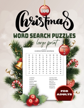 Paperback 100 christmas word search Puzzles large print Volume 3 for adults: Holiday Puzzle Book with Answers Large Print 129 pages [Large Print] Book