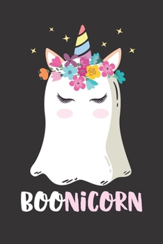Boonicorn: Blank Lined Journal Notebook with Cute Unicorn, Halloween Ghost and Spirit Graphic Theme for Girls