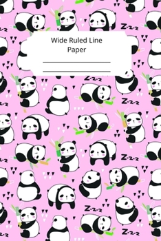 Cute Baby Panda Theme Wide Ruled Line Paper