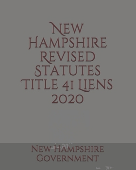 Paperback New Hampshire Revised Statutes Title 41 Liens 2020 Book