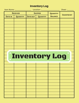 Inventory log: V.16 - Inventory Tracking Book, Inventory Management and Control, Small Business Bookkeeping / double-sided perfect binding, non-perforated