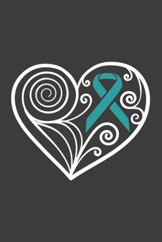 Writing About My Health Journey with Ovarian Cancer: College Ruled Notebook (Abstract Heart Teal Awareness Ribbon Cover)
