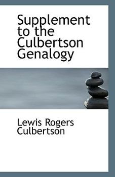 Paperback Supplement to the Culbertson Genalogy Book