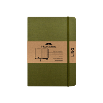 Hardcover Moustachine Classic Linen Medium Military Green Dotted Hardcover Book